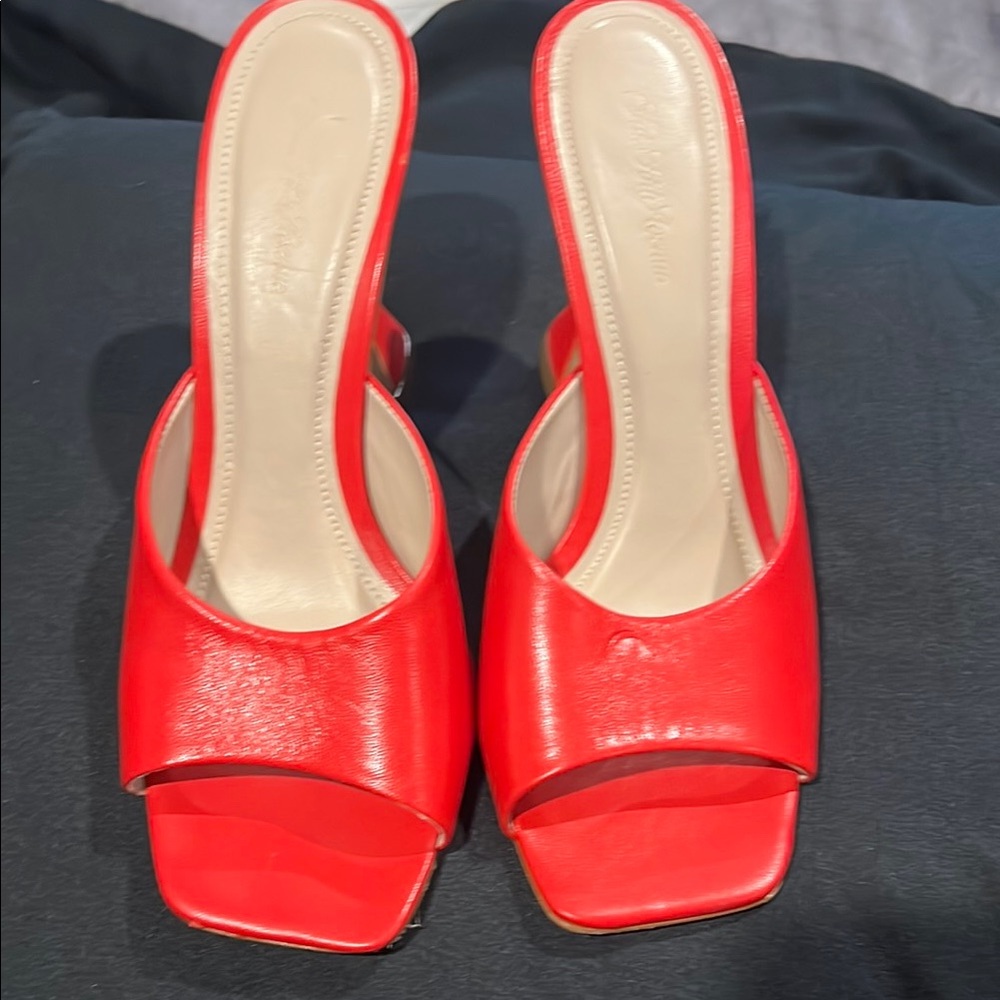 Saks Fifth Avenue Elegant Red Women's Mules (Size 8 1/2)